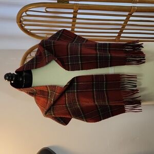 Christian Dior Monsier Cashmaire scarf made in Japan dark red plaid